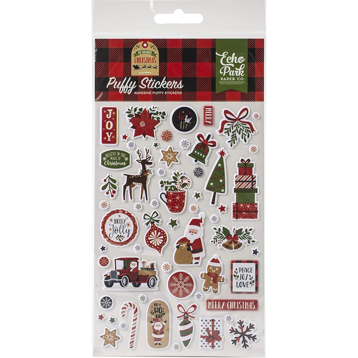 Echo Park Paper Company Puffy Stickers Red Green Black Chalkboard Tan