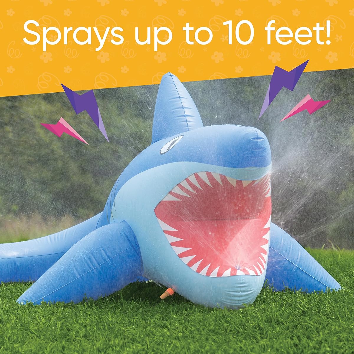 HearthSong 8' Giant Inflatable Mr. Shark Sprinkler for Kids Outdoor Active Water Play - 8'L x 4½'W x 3½'H
