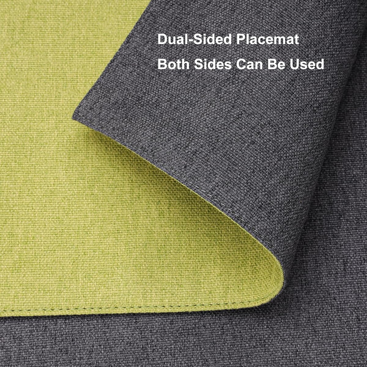 Banchif Table Runner Farmhouse Style Table Runner Non-Slip Heat Resistant Table Runner Machine Washable Easy Care 72 Inch Faux Linen Table Runner for Home Party Table Runner Indoor (Green - Grey)