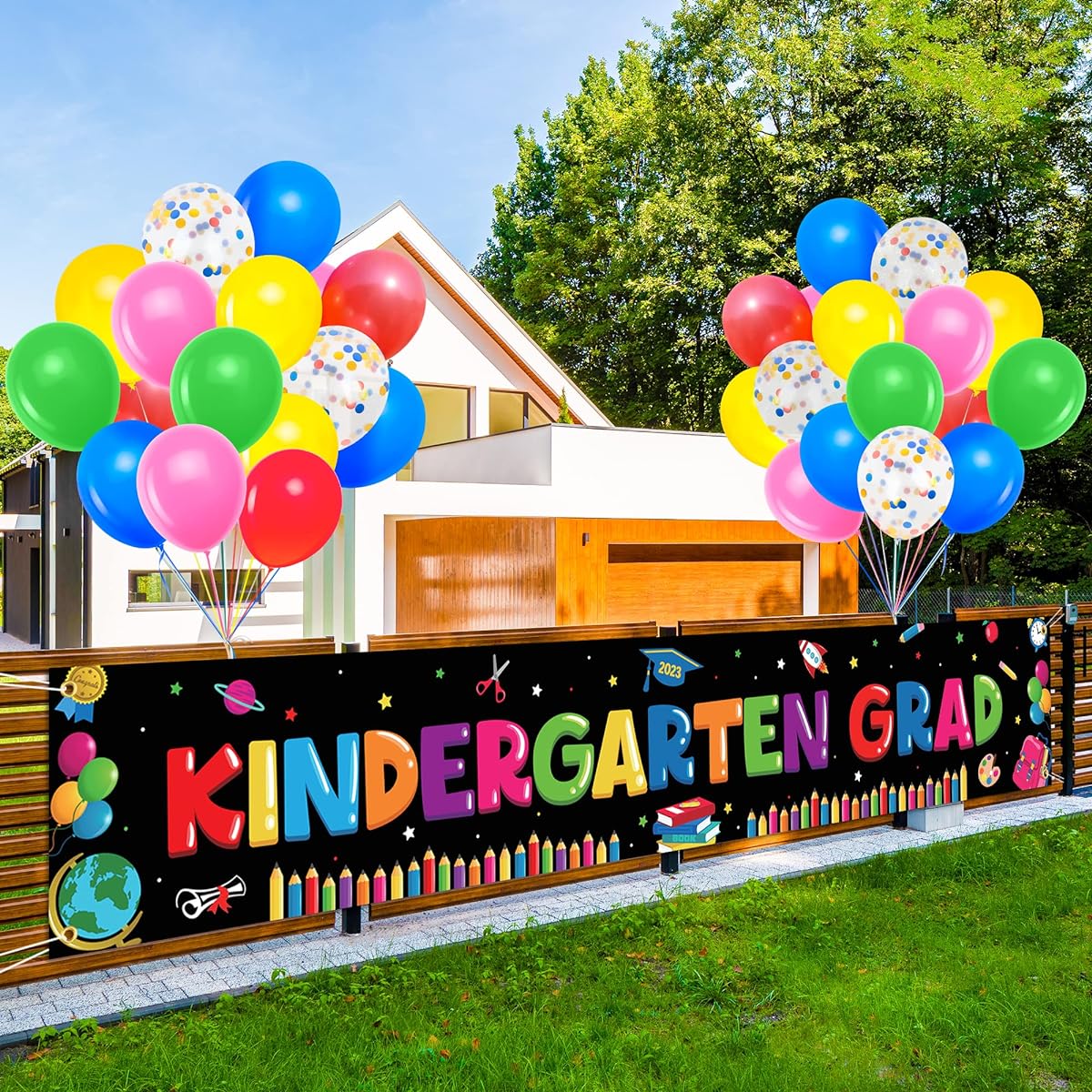 EOBOH Graduation Fence Banner and 36 Balloons.