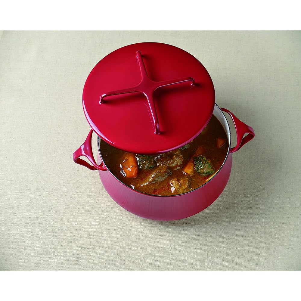 DANSK Koben Style Double Handed Pot 18cm 2.2L IH Compatible Chili Red Oven Compatible Enamel 834300