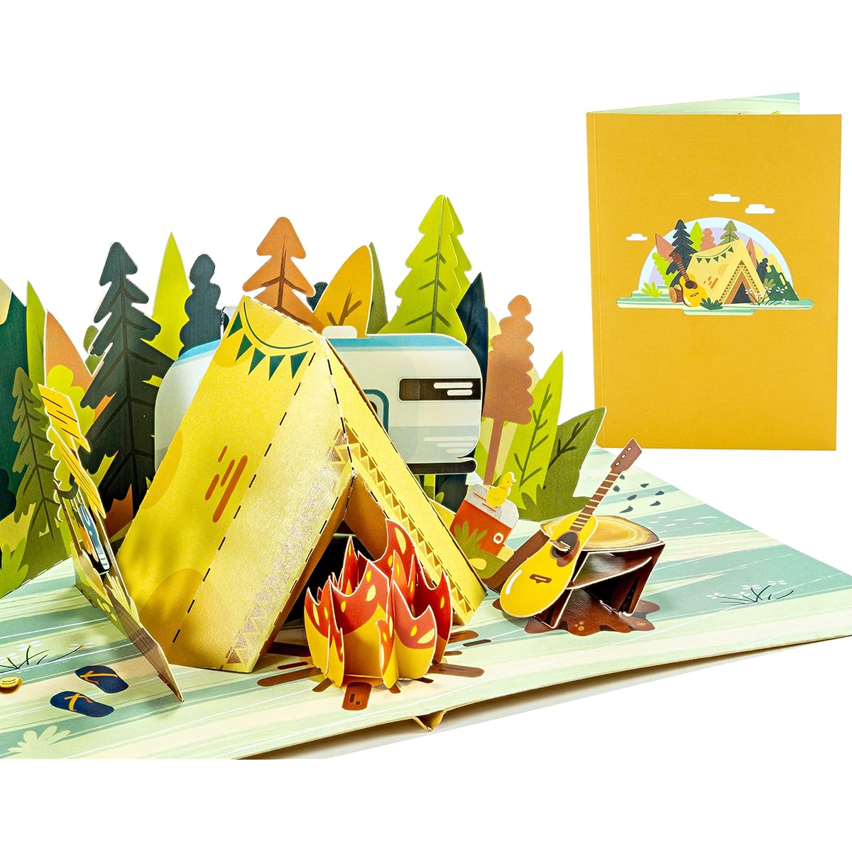 Camping Trip 3D Pop Up Greeting Cards for All Occasions Love Birthday Christmas Happy Birthday Travel Retirement Mountain Forest Outdoor Summer Holiday Hard Envelope Handmade with Love