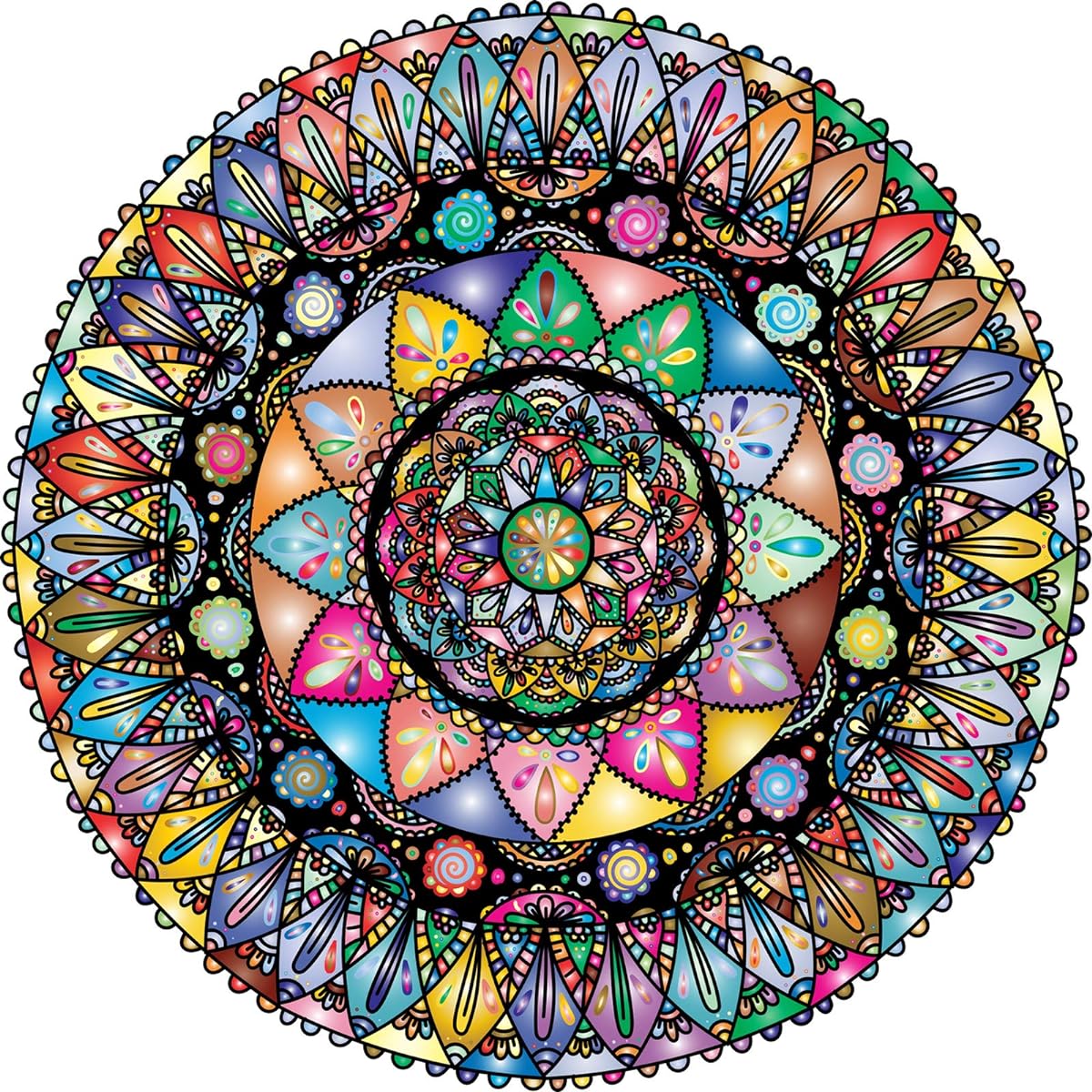Bgraamiens Puzzle Mandada Fantasy 1000 Piece Round Puzzle Color Challenge Jigsaw Puzzle for Adults and Kids