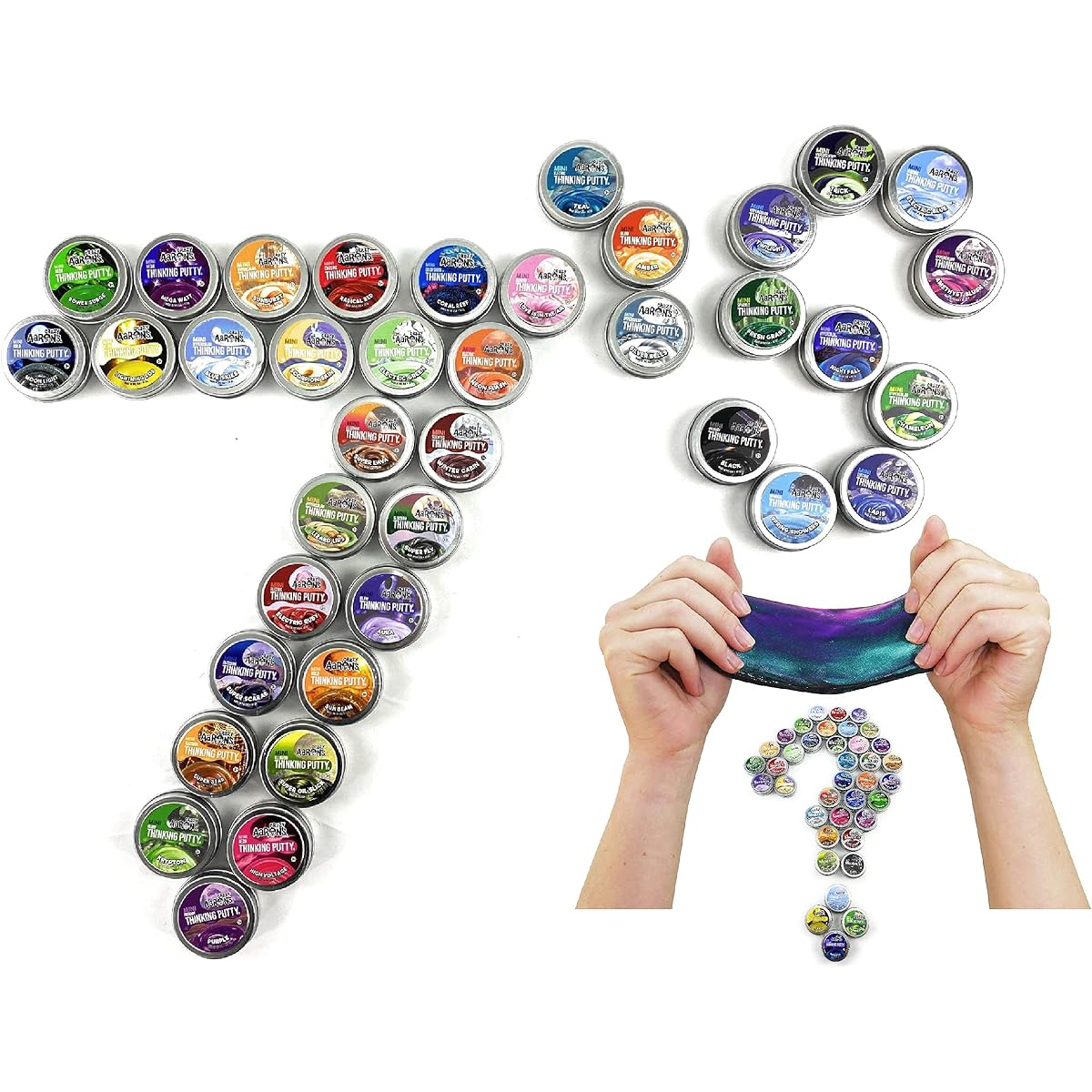 Crazy Aaron's Putty Mini Tins Lucky 7 Surprise Gift Set Party Bundle - 7 Pack (0.48 oz Each) Assorted Colors