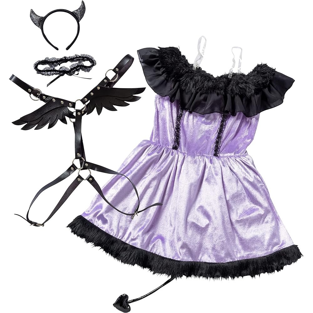 Clearstone Floumein Cosplay Halloween Bondage Lilac Devil Devil Devil Women's Purple Costume Fancy Dress Costume