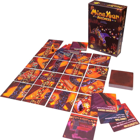 Mine Your Business: Spatial Awareness Strategy Card & Board Game - Solo, cooperative and competitive game modes including Gnomes and Goblin Meeples.