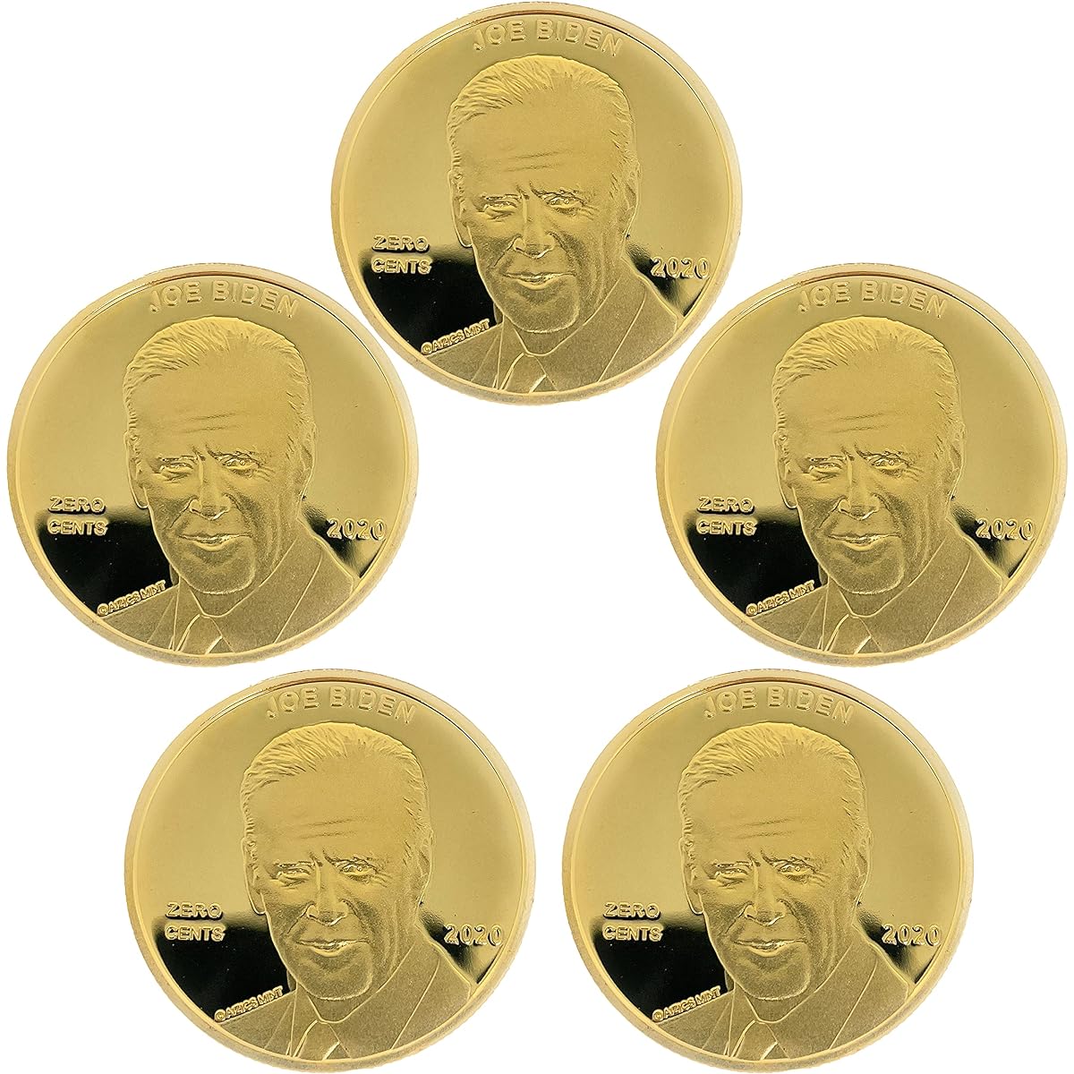 METAL MAGERY Joe Biden Zero Cent Gold Plated Novelty Rounds - Pack of 5