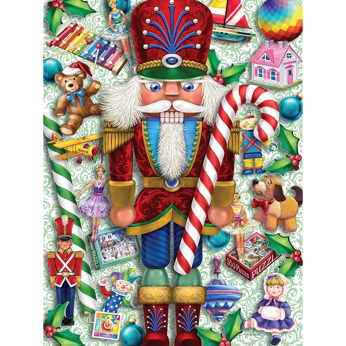Bits and Pieces - 500 Piece Jigsaw Puzzle for Adults - "The Nutcracker and the Toys" - Large Piece Christmas Holiday Jigsaw Puzzle by Artist Randy Wollenmann - 18"x24"