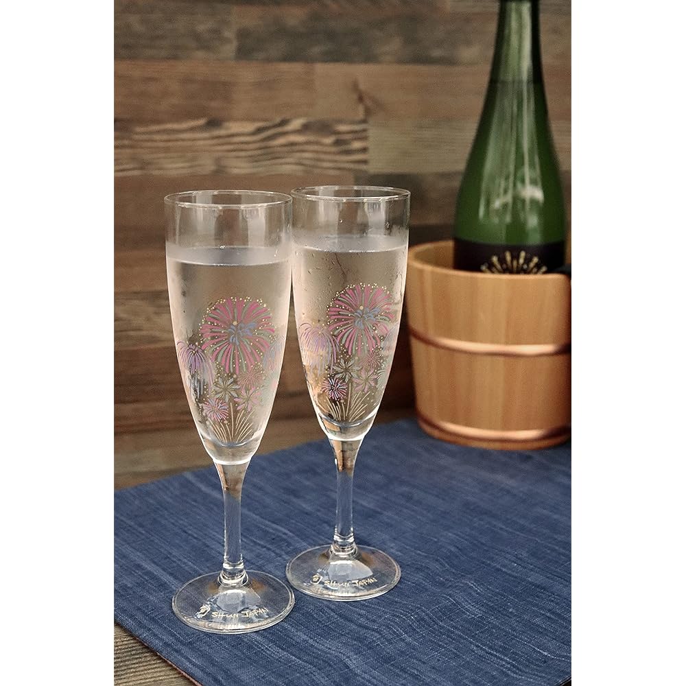 [Temperature in Design] Marumo Takagi Pottery Cool Fireworks Champagne Glass Pair Set Glass Stylish Changes with Temperature Fireworks Sparkling Sake Midyear Gift Gift Anniversary Present Liquor Cup Christmas