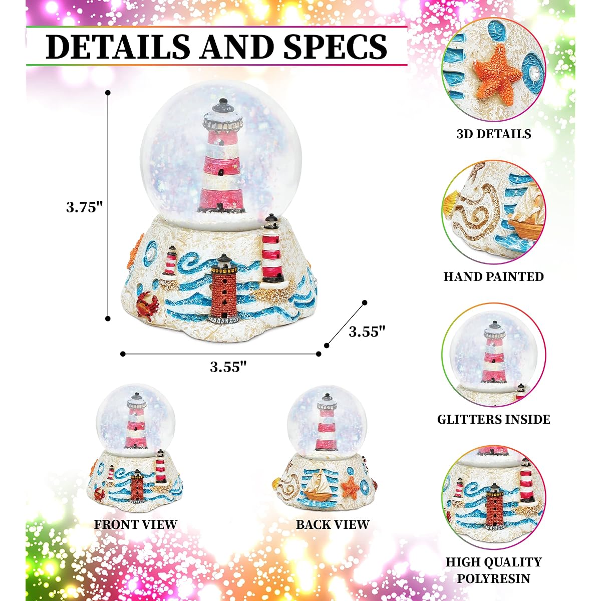 Stone Snow Globe - Lighthouse