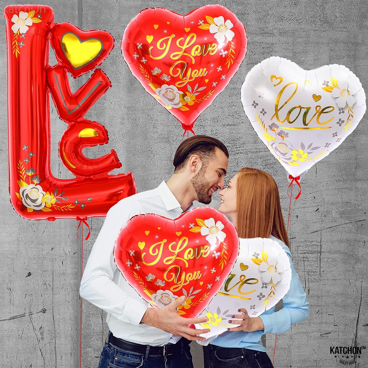I Love You Giant Balloons Red 44 Inch - Pack of 4 Heart Balloons | Balloons for Valentine's Day Valentine's Day Decorations Anniversary Birthday | Love Balloons Romantic Decorations for Special Night