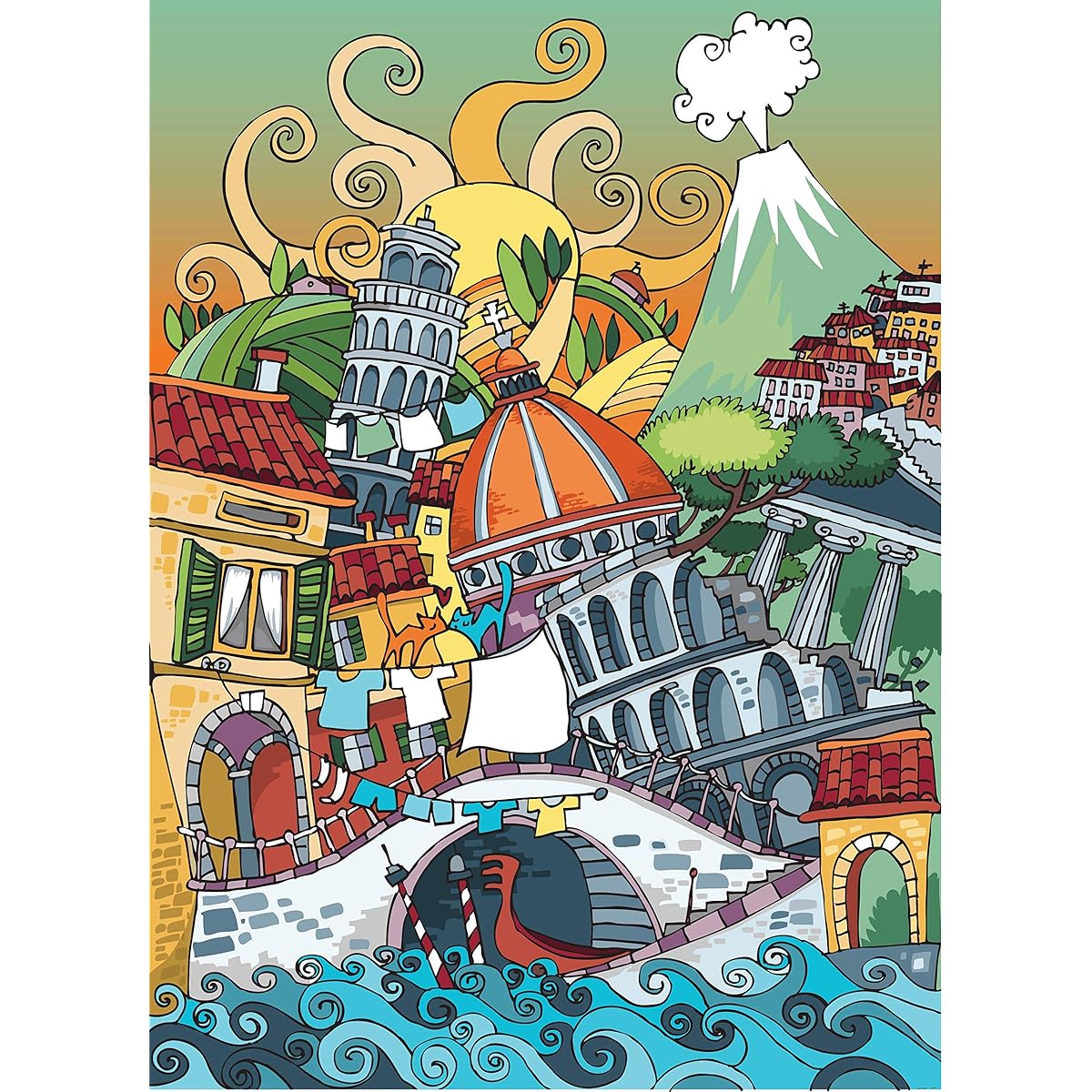 Jigsaw Puzzle 1000 Pieces Italian Puzzle Family Puzzle 1000 Piece Puzzle for Adults Conesio Puzzle