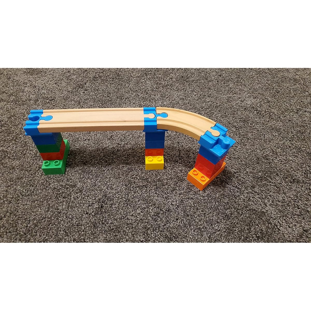 SpeedFreakCNC Duplo to Brio Compatible Wooden Train Track Adapter Set of 5