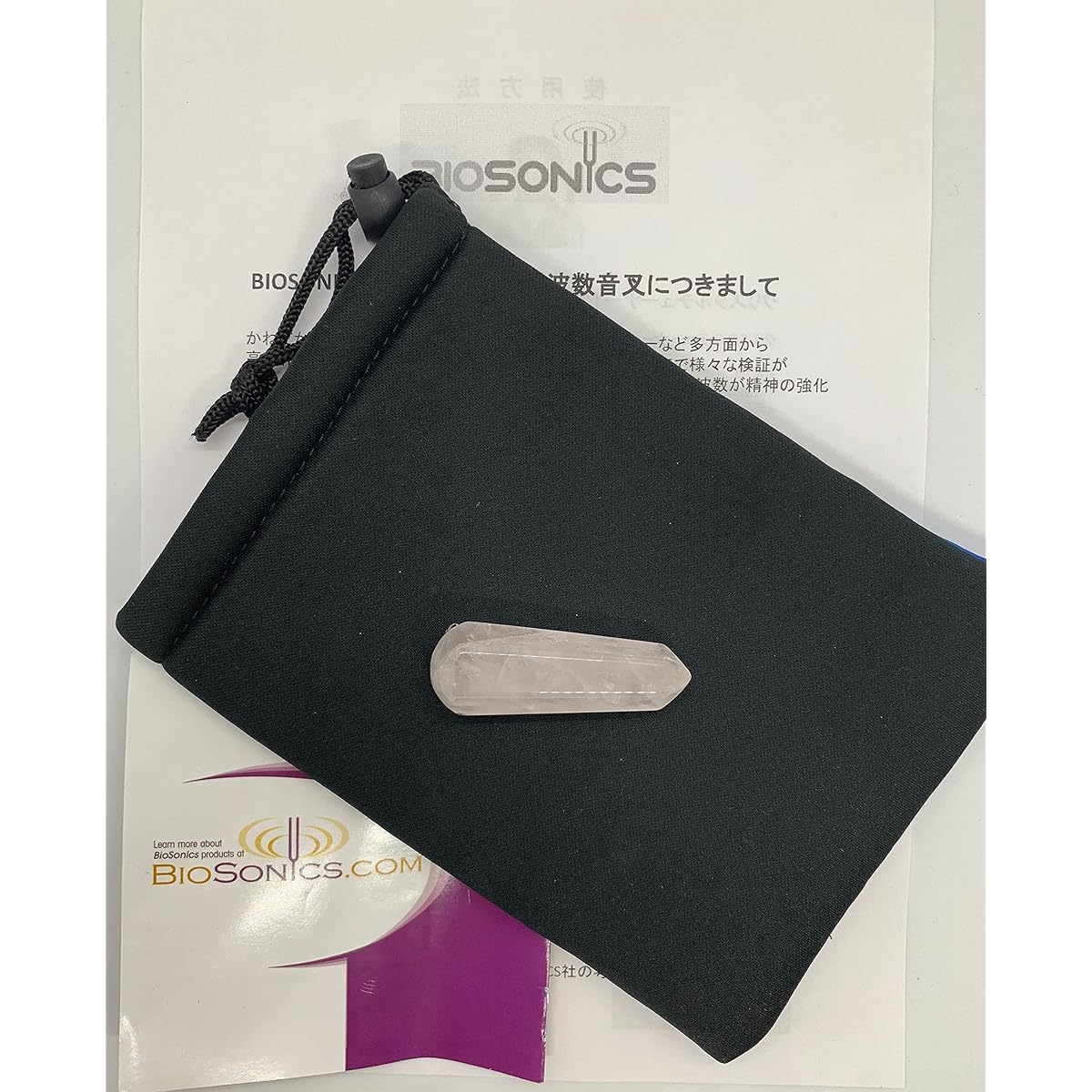 Solfeggio Tuner Tuning Fork Set of 6 Biosonics [Genuine Product] Includes crystal wand (crystal that makes the tuner sound), cushion pouch, and Japanese manual