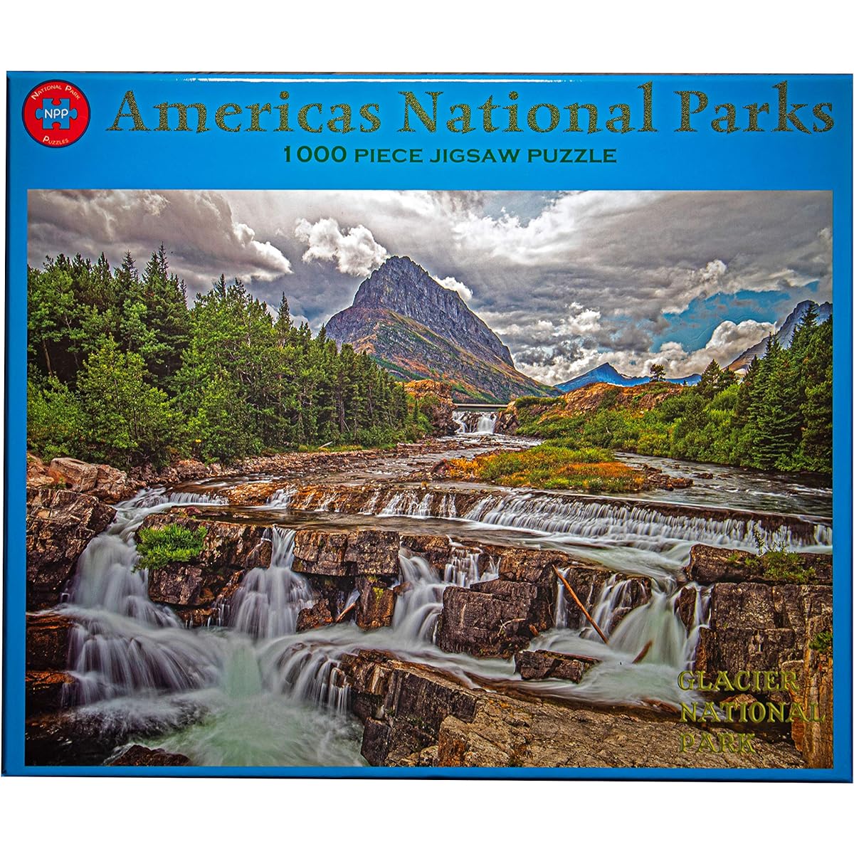 Glacier National Park Upper Swiftcurrent Falls 1000 Piece Puzzle for Adults