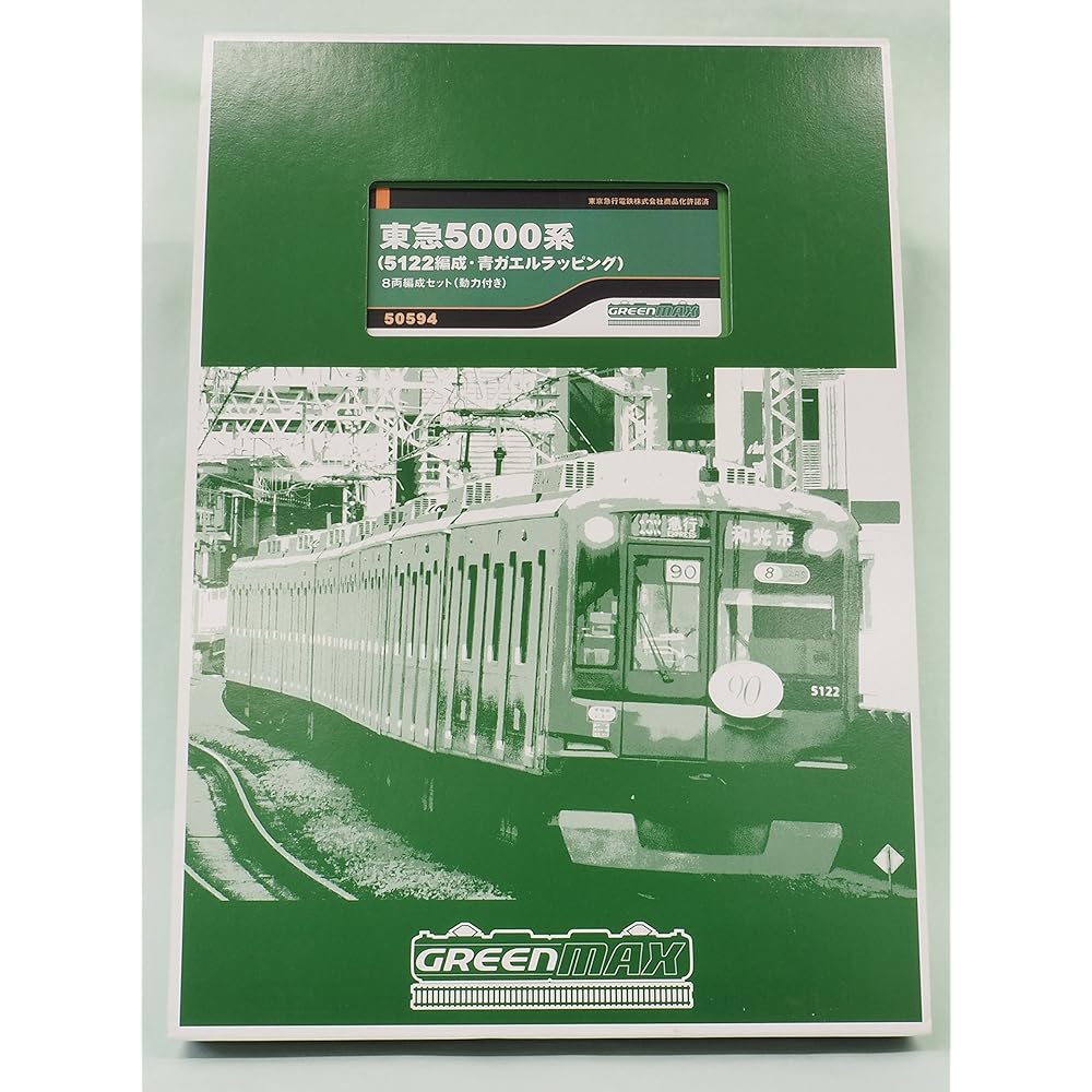 Green Max N Gauge Tokyu 5000 Series (5122 Formation/Blue Frog Wrapping) 8-Car Formation Set (with Power) 50594 Railway Model Train