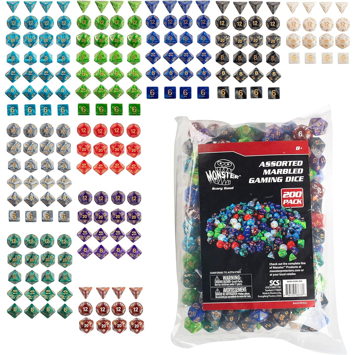 Assorted Marbled Gaming Dice (200)