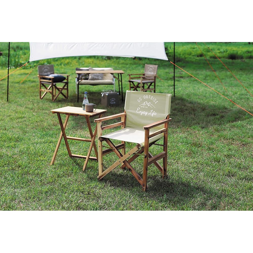 CAPTAIN STAG Outdoor Chair Chair Folding Director Chair Khaki Monte UP-1012 Width 570 x Depth 550 x Height 820mm, Seat Height: 420mm