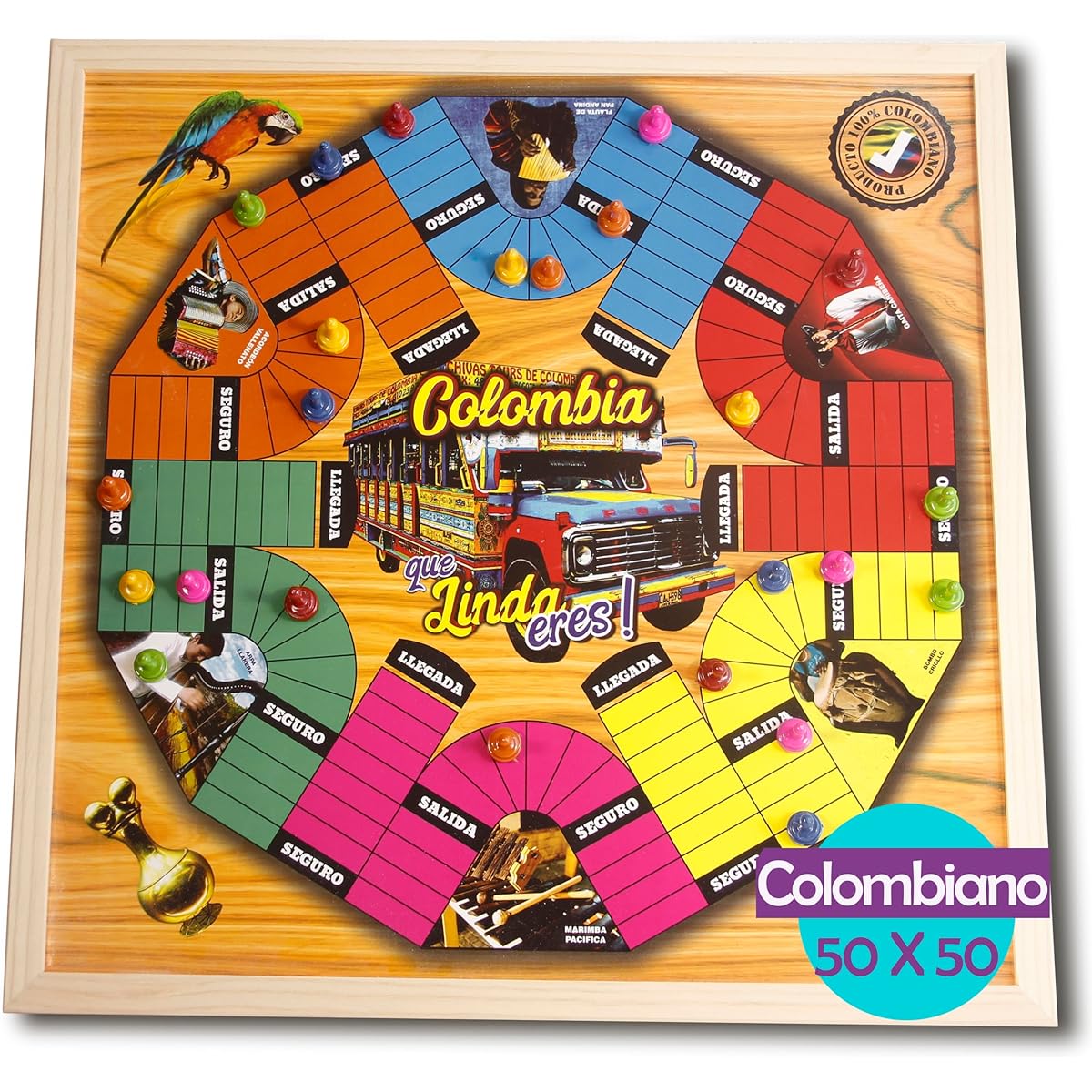 Colombian Parks 6 and 4 Jugadores Double Cara Parcheesi Board Games Parchis Games Original