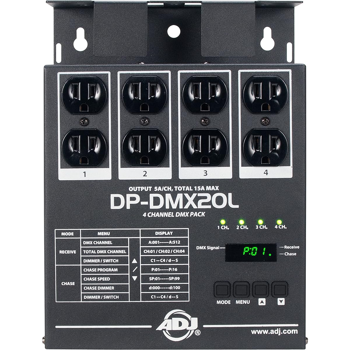 ADJ Products DP-DMX20L DMX DIMMER PACK, 4CHL, 20AMP by ADJ Products