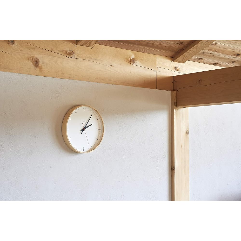 Lemnos Wall Clock Analog Natural Colored Wood Plywood Clock T1-017(1) Lemnos Natural Diameter 30.5cm