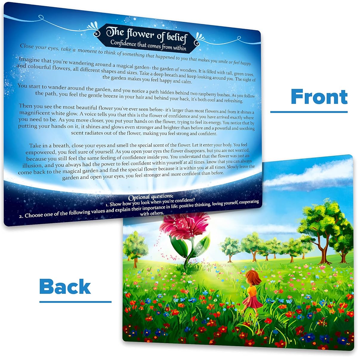 Mindful Land Mindfulness Cards for Kids, Positive Affirmation Cards, Stress Reduction, Meditation Cards, Calming Therapy Tool, Daily Mindfulness for Kids, Mindfulness Games