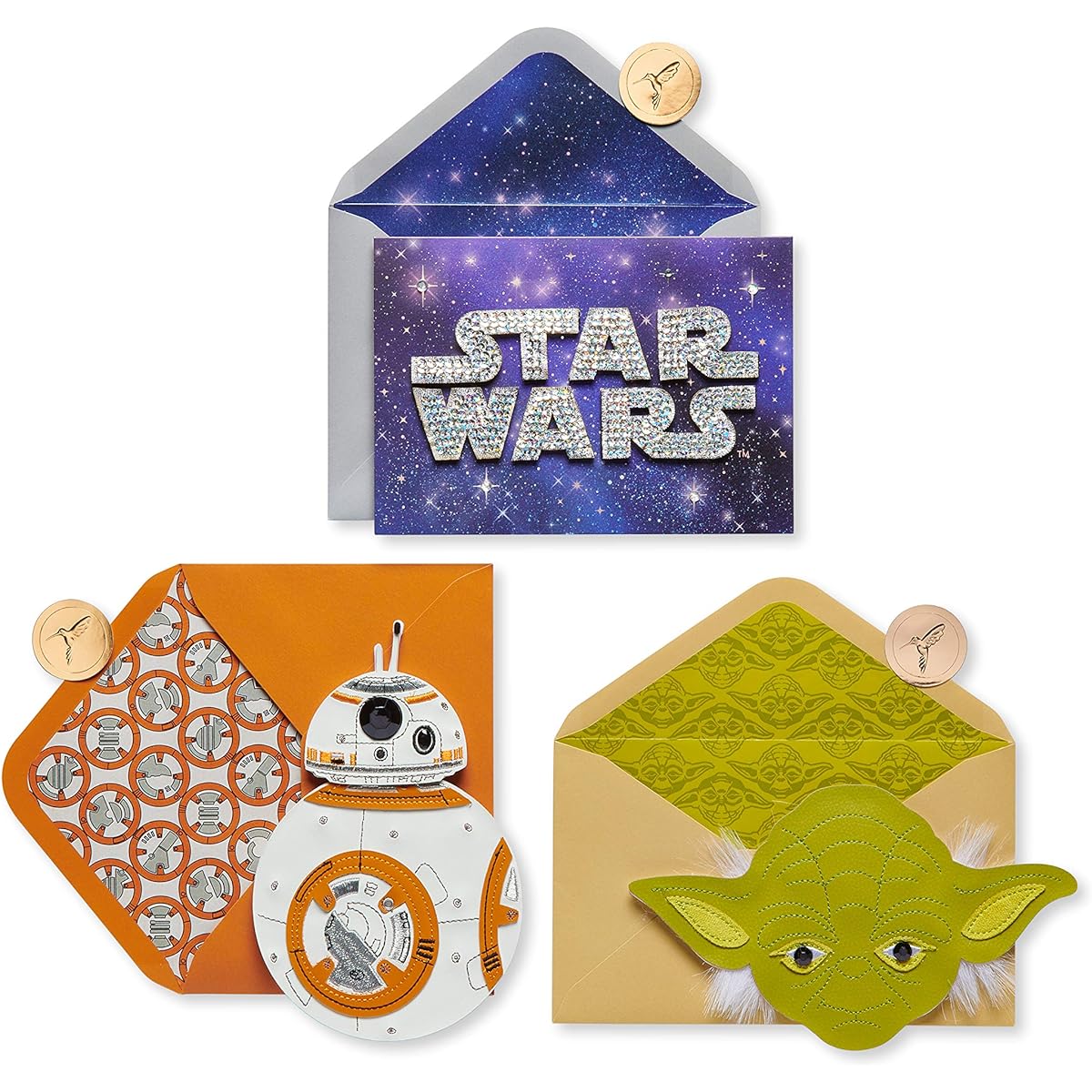 Papyrus Star Wars Birthday Card Assortment, BB-8 and Yoda (3 cards), 1 card (6528795)