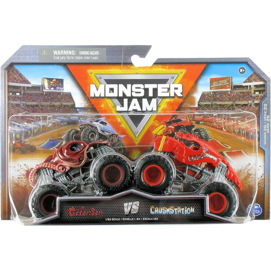Monster Jam 2023 Official 1:64 Scale Diecast Truck 2 Pack Series 25 Octon8er vs Crushstation