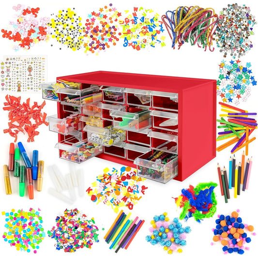 Arts & Crafts Supply Centre Complete with 20 Filled Drawers of Craft Materials