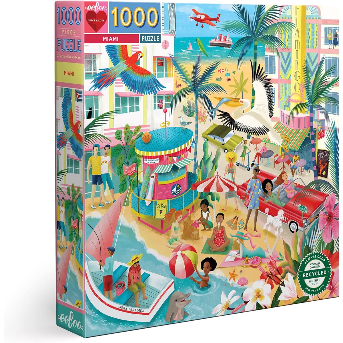 eeBoo: Piece and Love Miami 1000 Piece Square Jigsaw Puzzle for Adults, Sturdy Puzzle Pieces, Cooperative Activity with Friends and Family