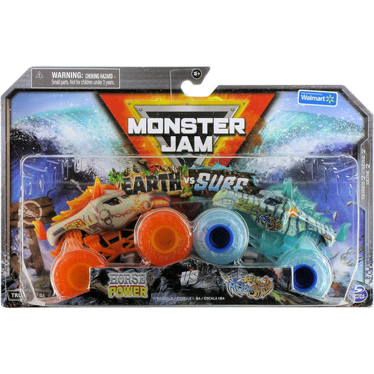 Monster Jam 2022 Earth vs Surf Series 2 Pack Horsepower vs Aqua Stallion