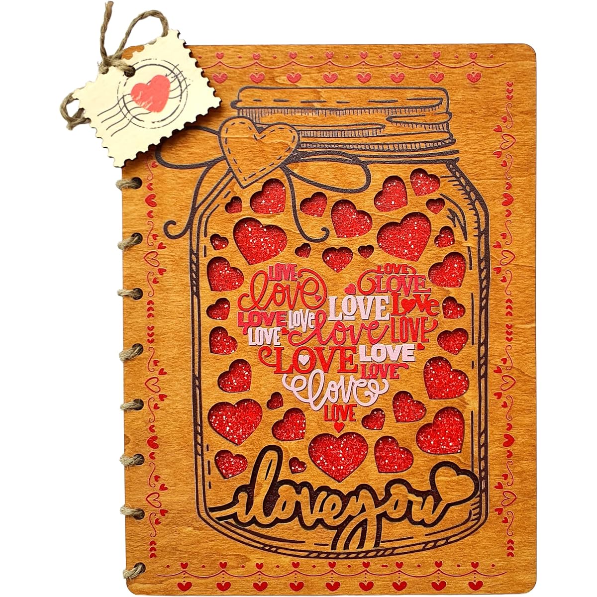 ONLANKET Jar LoveWooden Anniversary Cards 6x8 Inch Wooden Birthday Cards Happy Anniversary Cards Romantic Cards for Him or Her Love Anniversary Cards for Wife/Husband/Couples