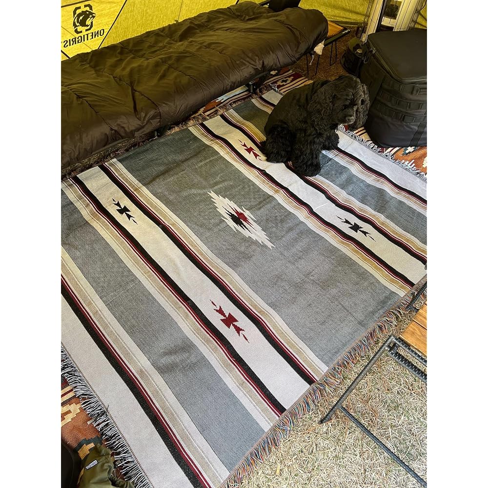 Peel Forest, Camping Blanket, Picnic, Native Pattern Ortega Pattern Camping, Outdoor, Gray, 130X160cm...