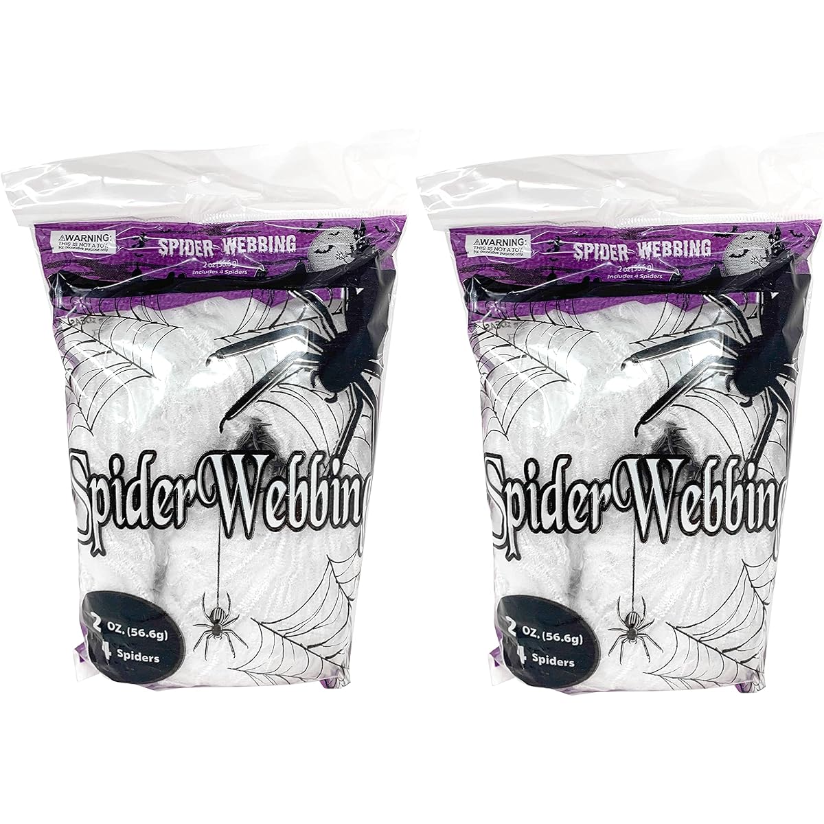Halloween Spider Web (2oz Pack of 4 Spider Decorations) Fake Spider Web Fake Spider Web Halloween Spider Web Spider Web Halloween Web