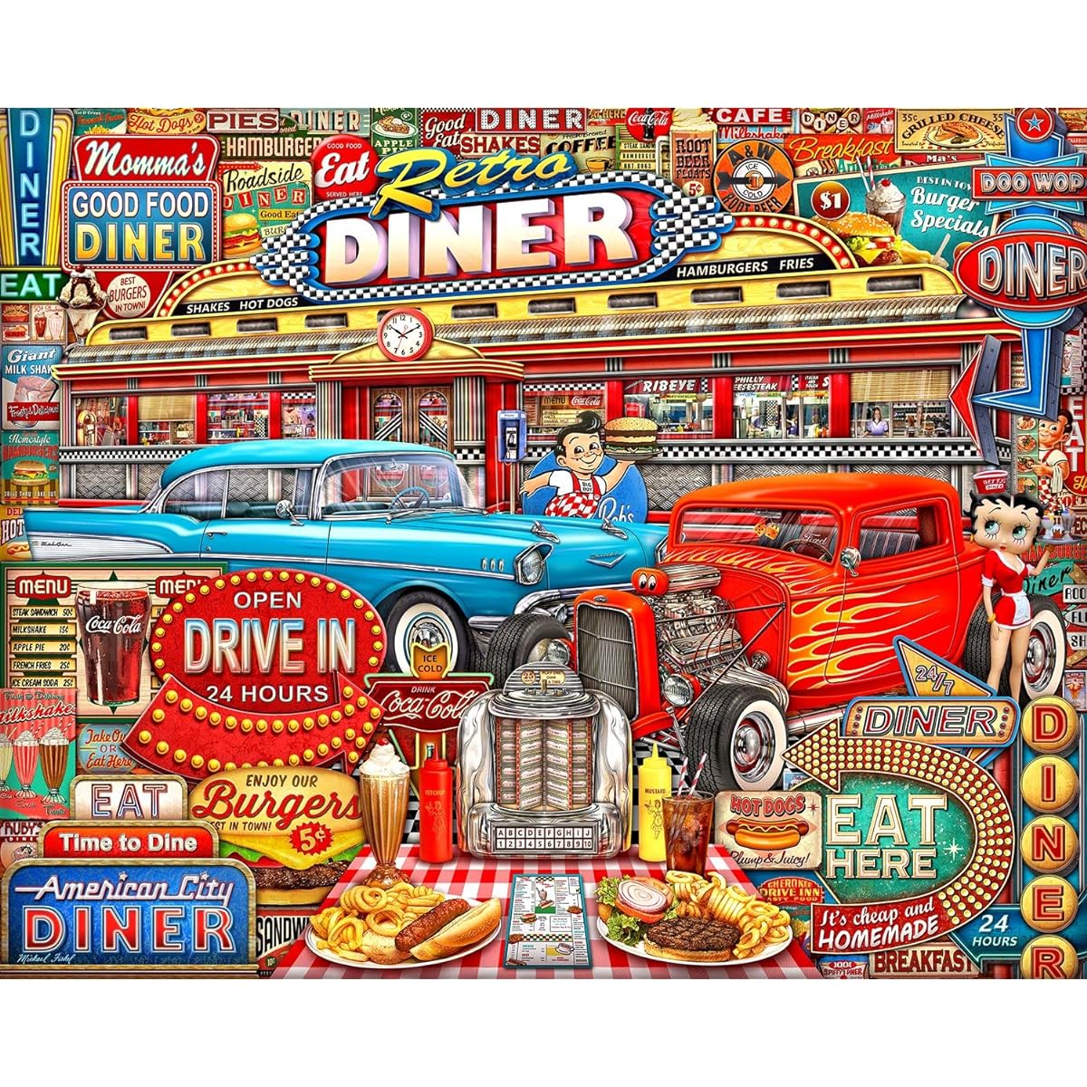 Springbok's 1000 Piece Jigsaw Puzzle Retro Diner Made in the USA