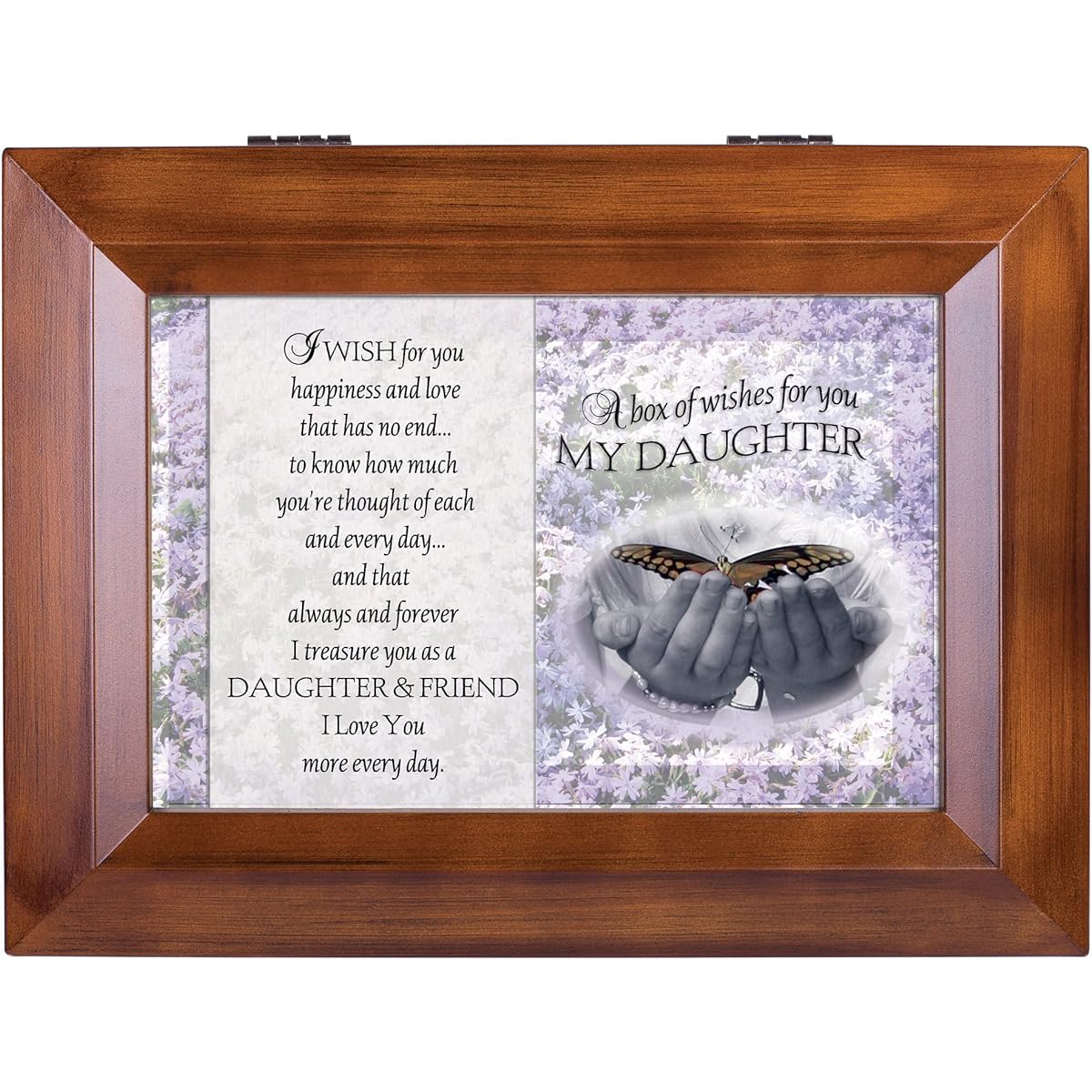 My Daughter Dark Wood Finish Jewellery Music Box - Plays Tune You Are My Sunshine