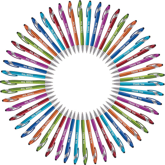 "Thank You" Gift Stylus Pen for All Touch Screen Devices - 2-in-1 Combo Pen for Events, Parties, Employee Appreciation and More (Pack of 50)