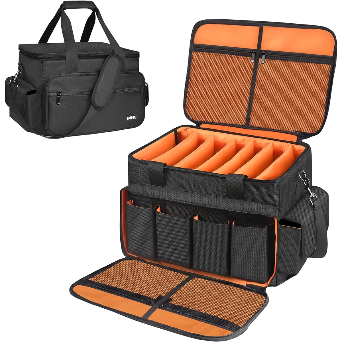 HOMFU DJ Large Capacity Band Equipment Bag DJ Gig Gear Bag with Removable Padded Bottom and Dividers DJ Cable File Storage Organizer Bag for USB DJ Equipment Musician Accessories Travel Sound Equipment