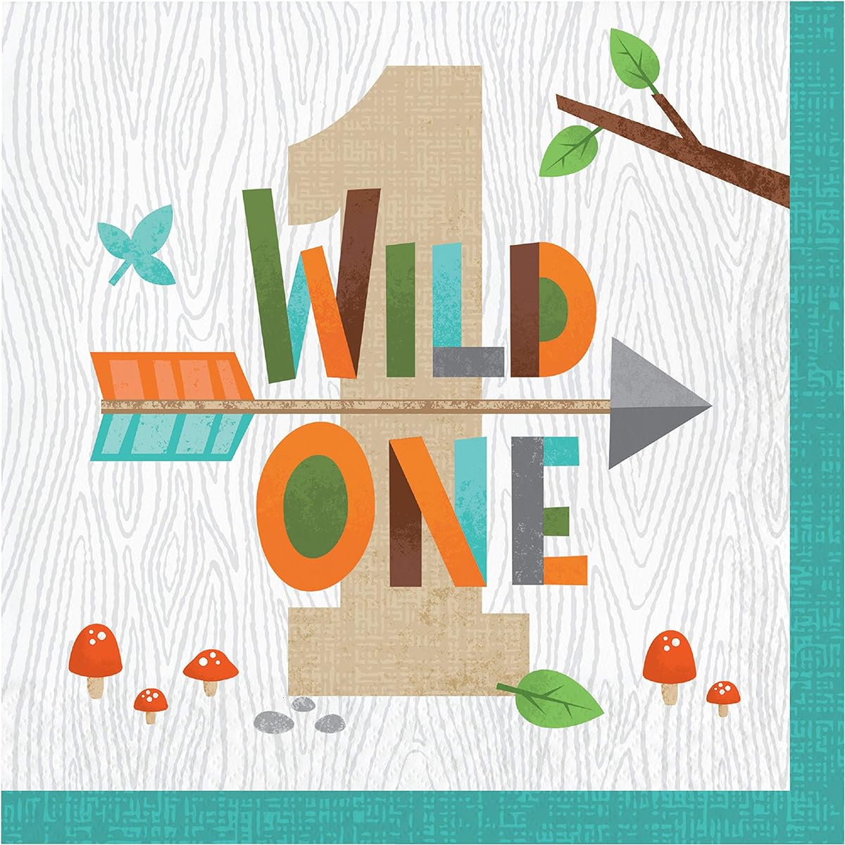 Wild One Woodland Napkins, 48 Count