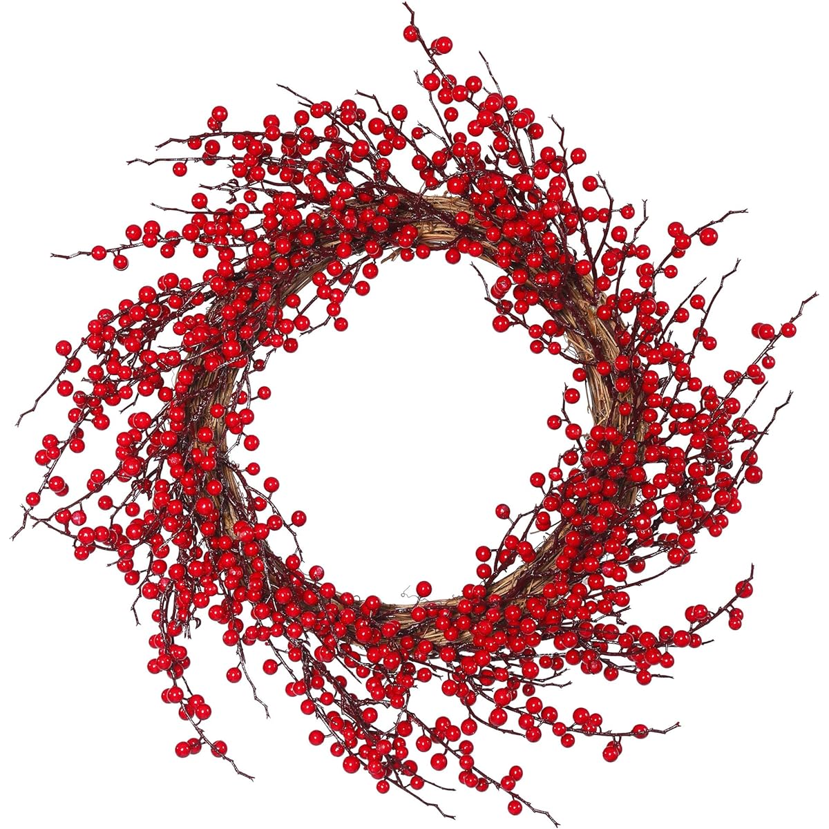 Vickerman 26" Red Wild Outdoor Berry Artificial Christmas Wreath, No Lights, Indoor Outdoor Weather Resistant Berry Wreath Decoration
