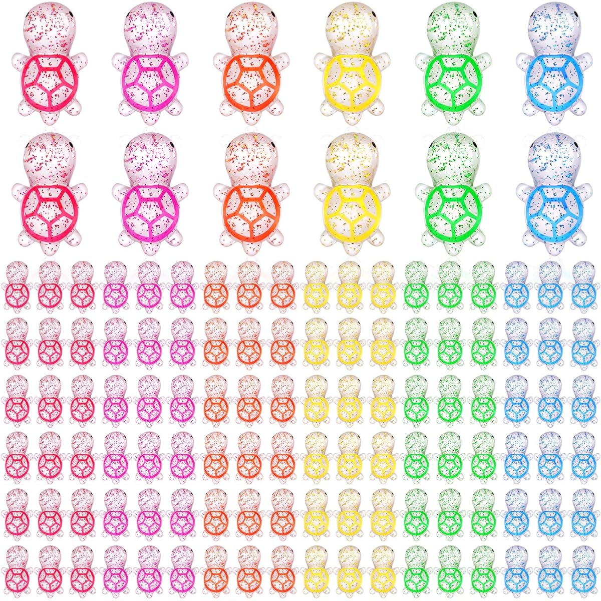 RoundFunny 120Pcs Sea Turtle Miniature Figures Glitter Turtle Figures Mini Turtles Sea Animal Figurines for DIY Projects Garden Birthday Party Favors Home Wedding Dollhouse Aquarium Decor
