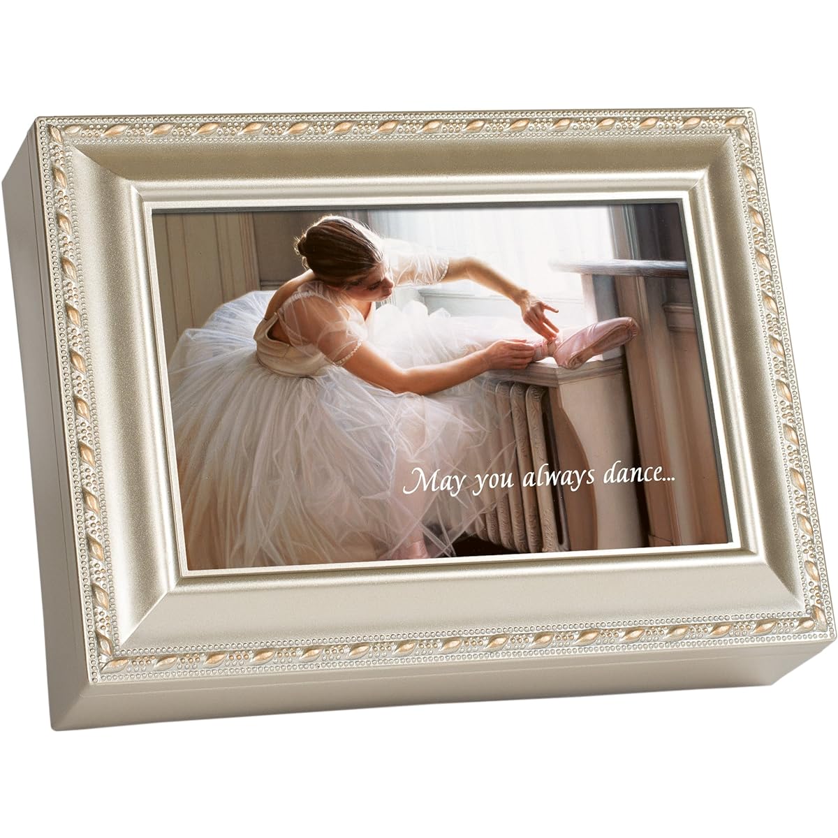 Dance Cottage Garden Champagne Silver Traditional Music Box Plays You Light Up My Life