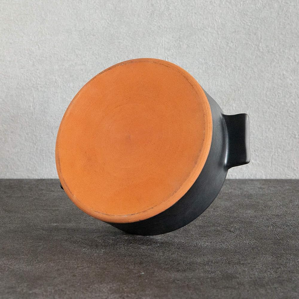 Rikizo Earthen Pot Duman for 1-2 People Black Diameter 22.5 x Depth 18 x Height 10.5cm 1.15l Made in Japan R-883204