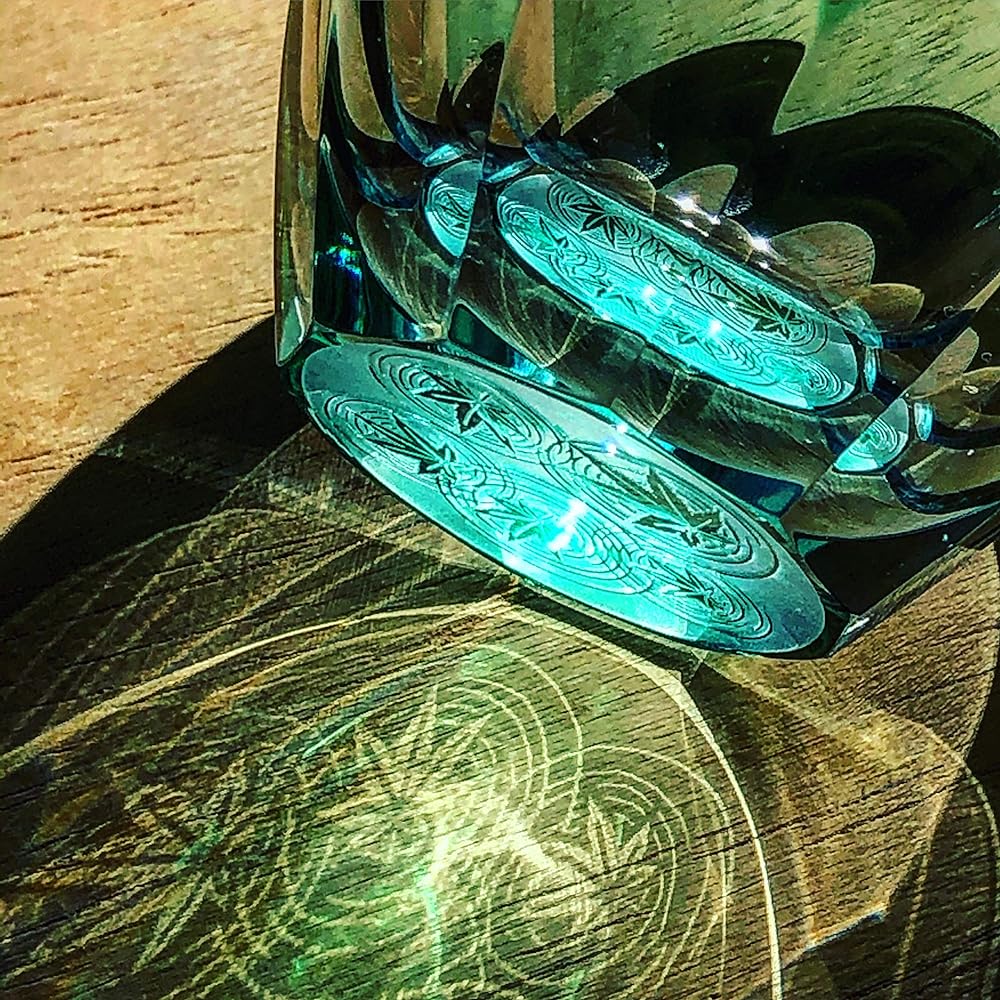 [GLASS-LAB] Glass Lab "Kaede" A mysterious glass whose pattern expands when you add alcohol [In a wooden box] Edo Kiriko, Sand Kiriko, Covered Glass, Guiguri, Gift, Made in Japan GL_104