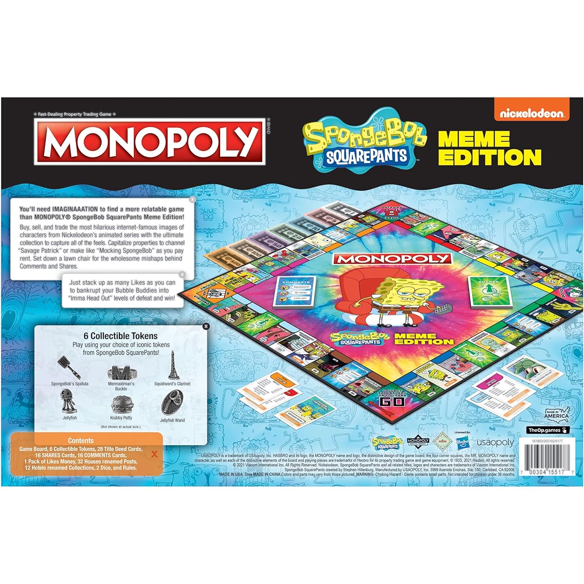 Monopoly Spongebob Squarepants Meme Edition | Based on the Nickelodeon Show | Features memes of familiar locations, episodes and characters | Officially Licensed & Collectible Monopoly