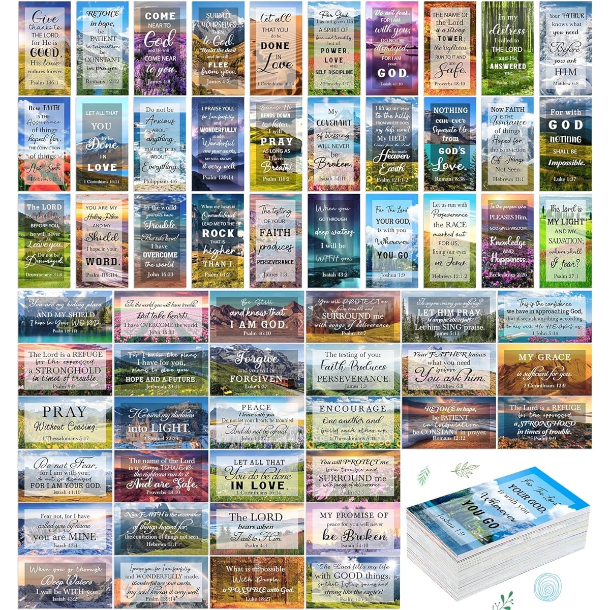 Estune 360pcs Scripture Cards Prayer Cards for Women with Assorted Bible Verses Mini Bible Cards Inspirational Quote Cards Christian Gifts Encouragement Cards for Women Men Students (Landscape)
