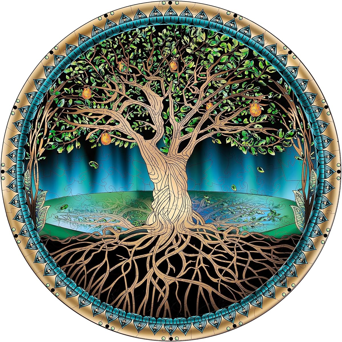 NATITI Wooden Puzzle for Adults Tree of Life Puzzle 11" x 11" 174 Pieces Wooden Puzzle for Adults Wood Cut Puzzle for Adults Animal Shape Puzzle