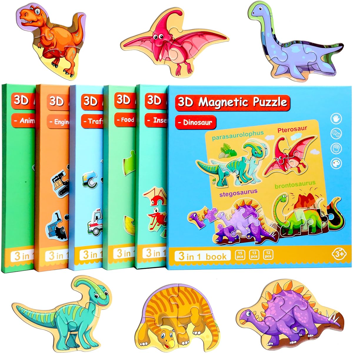 Magnetic Puzzles for Kids Ages 1-3 Travel Toddler Puzzles Ages 2-4 Dinosaur Activity Toys for Boys Girls Ages 3-5 - Learning Magnet Gifts for Road Trips