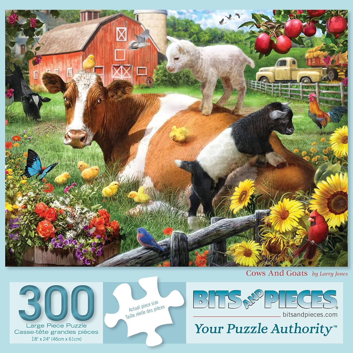Bits and Pieces 300 Piece Jigsaw Puzzle for Adults Cow and Goat Large Piece Larry Jones 18" x 24"