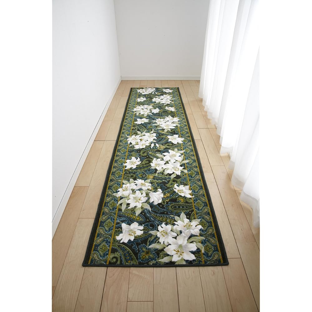 TMK Antibacterial and deodorizing lily pattern hallway mat (80 x 440 cm) Green 3080344
